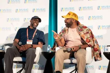 Adaptive Music's Tony Alexander chats with soul artist MAJOR on indie marketing and branding at Music Biz in Atlanta last week (Photo: Music Biz)