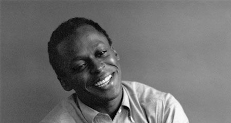 Miles Davis photographed in his New York City home.